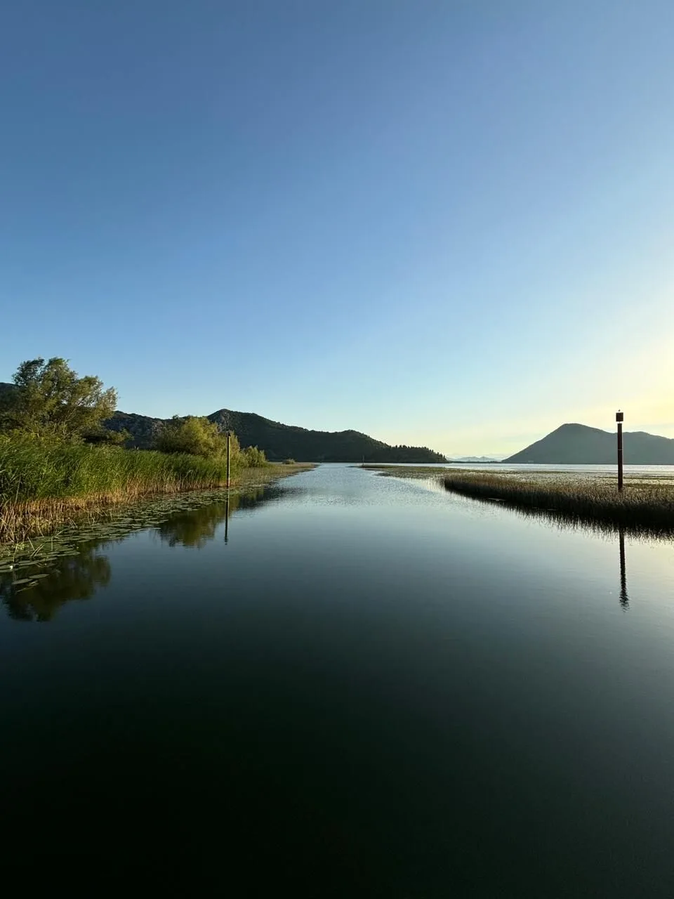 Canal at sunset Skadar Lake